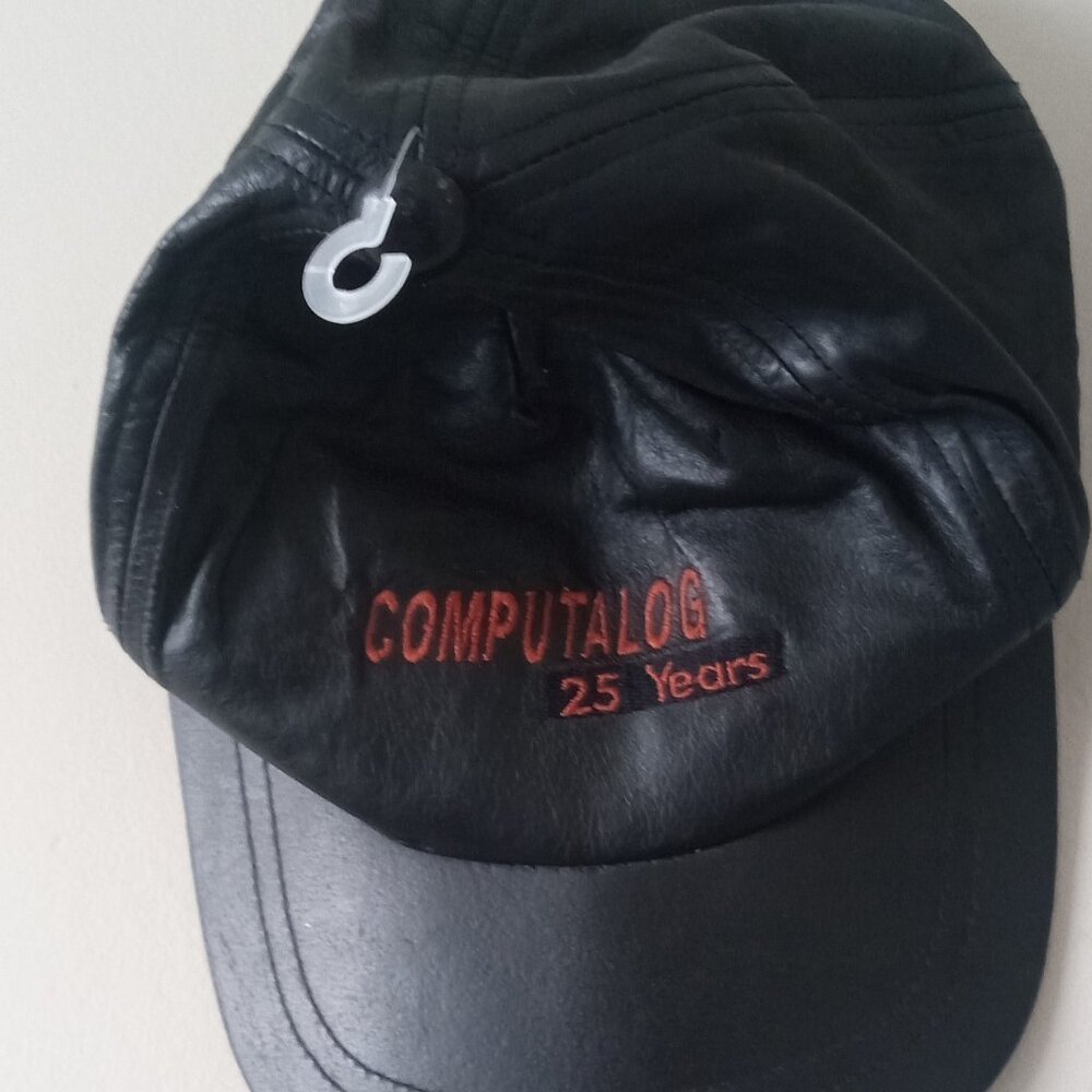 Vintage LLOYDMINSTER Black Leather Golf Baseball Hat Cap Adjustable Korea